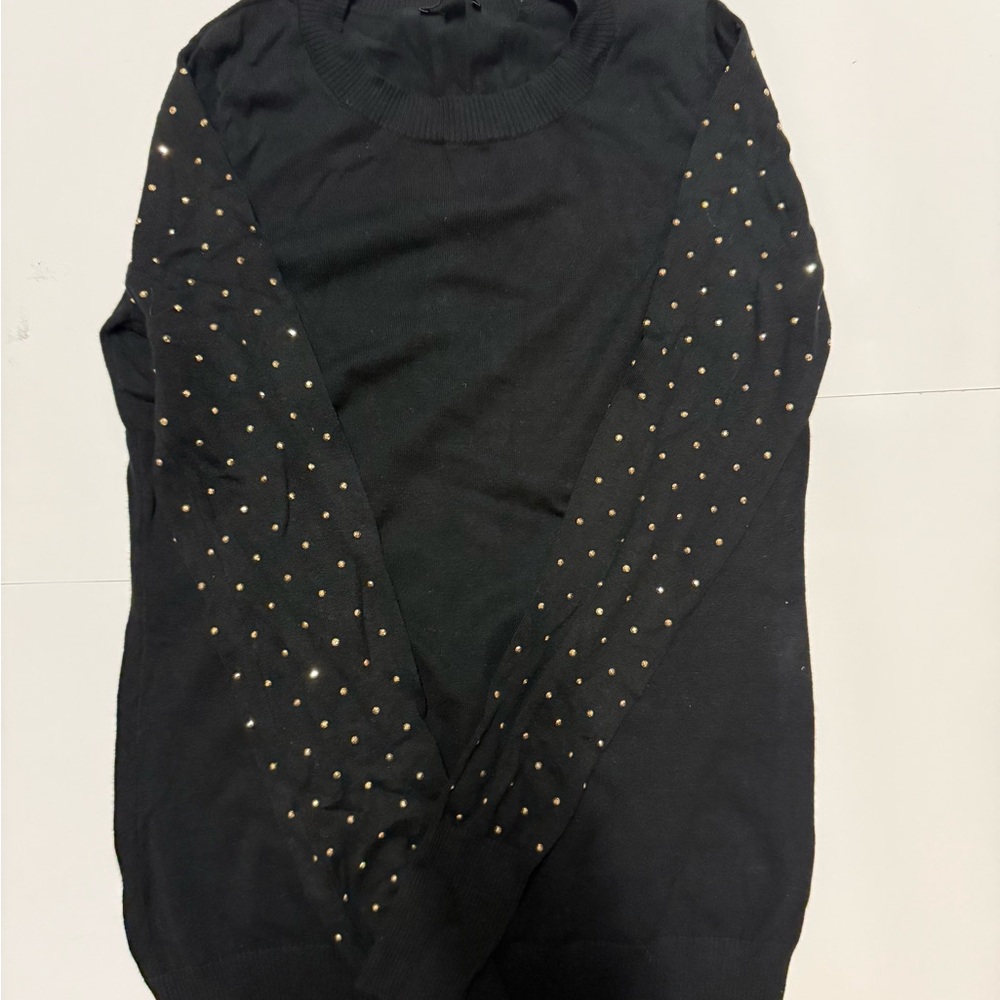 Express Black Sweater with Gold Studs